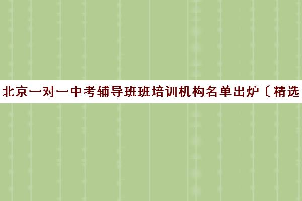 北京一对一中考辅导班班培训机构名单出炉〔精选机构一览〕