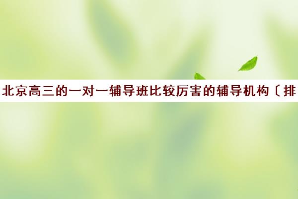北京高三的一对一辅导班比较厉害的辅导机构〔排名一览〕