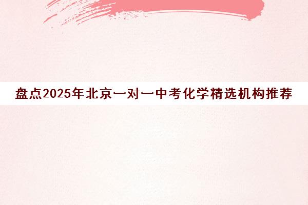 盘点2025年北京一对一中考化学精选机构推荐名单